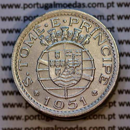 50 Centavos 1951 Alpaca, S. Tomé e Príncipe Ex-colónia Portuguesa, (Bela), World Coins Saint Thomas & Prince Island KM10