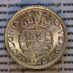 50 Centavos 1949 Nickel brass of Cape Verde, 50 Centavos 1949, former Portuguese colony, (UNC), World Coins Cape Verde KM6