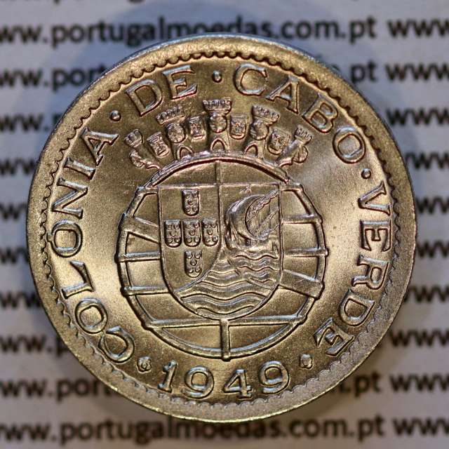 50 Centavos 1949 Nickel brass of Cape Verde, 50 Centavos 1949, former Portuguese colony, (UNC), World Coins Cape Verde KM6