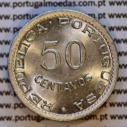 50 centavos 1949 alpaca de Cabo Verde, Ex-Colónia portuguesa de Cabo verde, (Soberba), World Coins Cape Verde KM 6b