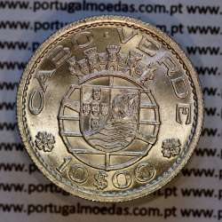 Cape Verde, Silver coin of 10 escudos 1953 of Former portuguese Colony Cape verde, (UNC), World Coins Cape Verde KM10c