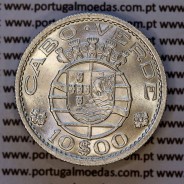 Cabo Verde, 10 Escudos 1953 prata, 10$00 escudo 1953 Prata da Ex-colónia portuguesa,  (Soberba), World Coins Cape Verde KM 10f