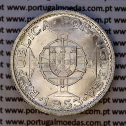 Cape Verde, Silver coin of 10 escudos 1953 of Former portuguese Colony Cape verde, (UNC), World Coins Cape Verde KM10g