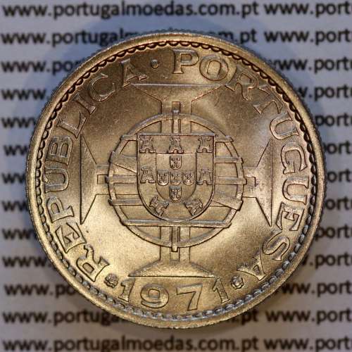 Saint Thomas & Prince, Copper-nickel coin 10 escudos 1971, 10$00 escudos 1971, Former Portuguese Colony, (UNC), WorldCoins KM 23