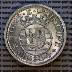 São Tomé e Príncipe 10$00 prata 1951, 10 Escudos Prata 1951, (Bela/Soberba), World Coins - Saint Thomas & Prince Island KM 14