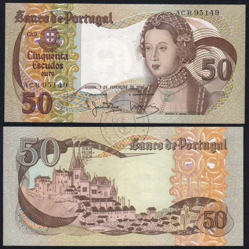 Nota de 50 Escudos 1980 Infanta D.Maria, 50$00 01/02/1980 Chapa: 9 - Banco de Portugal (Pouco Circulada), Pick 174