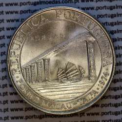 Macau, 20 Patacas 1974 Prata, Comemorativa da Ponte Macau-Taipa, (Soberba), Ex-Colónia Macau, World Coins Macao KM8a