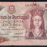 Nota de 50 Escudos 1964 Rainha Santa Isabel, 50$00 28/02/1964 Chapa: 8 - Banco de Portugal (Circulada), Pick 168