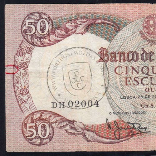 50 Escudos Banknote 1964 Queen Santa Isabel, 50$00 28/02/1964 Plate: 8 - Bank of Portugal (Circulated), Pick 168