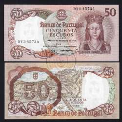 Nota de 50 Escudos 1964 Rainha Santa Isabel, 50$00 28/02/1964 Chapa: 8 - Banco de Portugal (Pouco Circulada), Pick 168