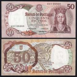 50 Escudos Banknote 1964 Queen Santa Isabel, 50$00 28/02/1964 Plate: 8 - Bank of Portugal (Lightly Circulated), Pick 168