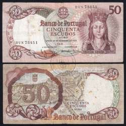 Nota de 50 Escudos 1964 Rainha Santa Isabel, 50$00 28/02/1964 Chapa: 8 - Banco de Portugal (Circulada), Pick 168