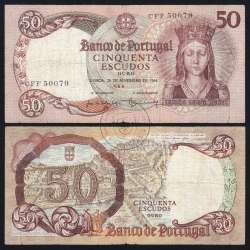 Nota de 50 Escudos 1964 Rainha Santa Isabel, 50$00 28/02/1964 Chapa: 8 - Banco de Portugal (Circulada), Pick 168