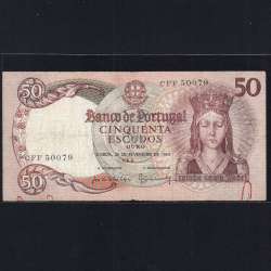 Nota de 50 Escudos 1964 Rainha Santa Isabel, 50$00 28/02/1964 Chapa: 8 - Banco de Portugal (Circulada), Pick 168