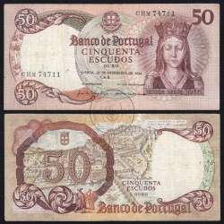 50 Escudos Banknote 1964 Queen Santa Isabel, 50$00 28/02/1964 Plate: 8 - Bank of Portugal (Circulated), Pick 168