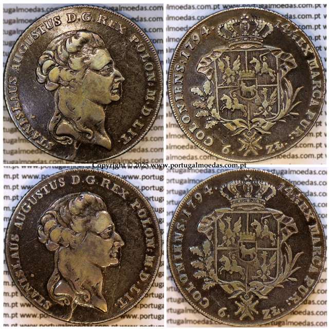 Poland, silver coin, Talar koronny - 6 Złotych 1794- Stanisław August Poniatowski, Warszawa, World Coins Poland KM 216a