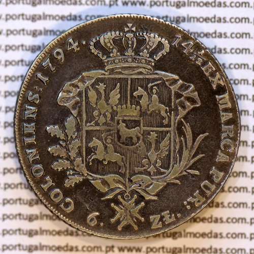 Poland, silver coin, Talar koronny - 6 Złotych 1794- Stanisław August Poniatowski, Warszawa, World Coins Poland KM 216c
