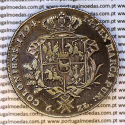 Poland, silver coin, Talar koronny - 6 Złotych 1794- Stanisław August Poniatowski, Warszawa, World Coins Poland KM 216e