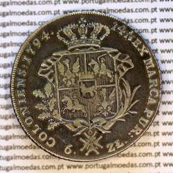 Poland, silver coin, Talar koronny - 6 Złotych 1794- Stanisław August Poniatowski, Warszawa, World Coins Poland KM 216i