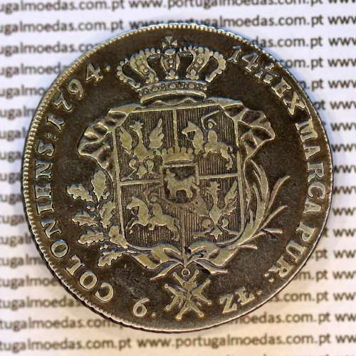 Poland, silver coin, Talar koronny - 6 Złotych 1794- Stanisław August Poniatowski, Warszawa, World Coins Poland KM 216i