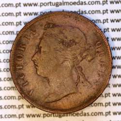 Straits Settlements, 1 Cent 1878 copper, considered the rarest date of the series, listed in World Coins Straits Settlements KM9