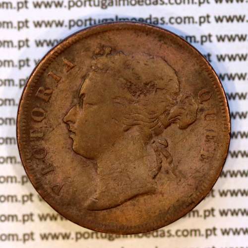 Straits Settlements, 1 Cent 1878 copper, considered the rarest date of the series, listed in World Coins Straits Settlements KM9