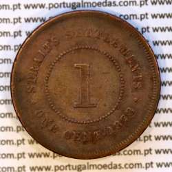 Straits Settlements, 1 Cent 1878 copper, considered the rarest date of the series, listed in World Coins Straits Settlements KM9