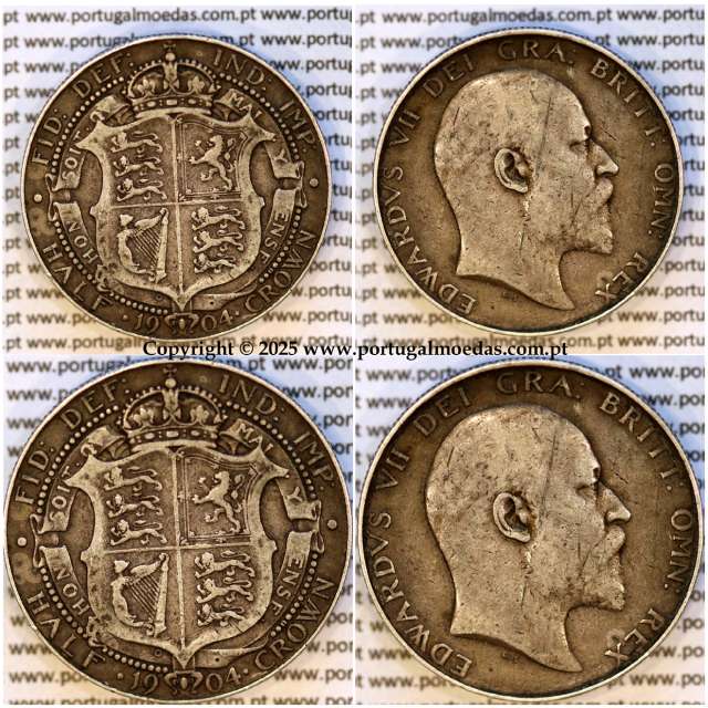 Great Britain, silver coin, ½ Crown 1904 of Edward VII, the 3rd rarest date of the series, World Coins Great Britain KM 802