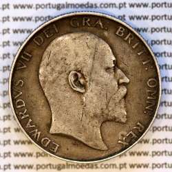 Inglaterra, ½ Crown 1904 em prata de Edward VII, Half Crown 1904, 3ª data mais escassa da série, WorldCoins Great Britain KM802