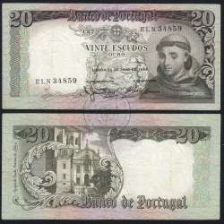 Nota de 20 Escudos 1964 Santo António, 20$00 26/05/1964 Chapa: 7 - Banco de Portugal (Circulada), Pick 167