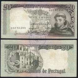 Nota de 20 Escudos 1964 Santo António, 20$00 26/05/1964 Chapa: 7 - Banco de Portugal (Circulada), Pick 167