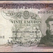 Nota de 20 Escudos 1964 Santo António, 20$00 26/05/1964 Chapa: 7 - Banco de Portugal (Circulada), Pick 167