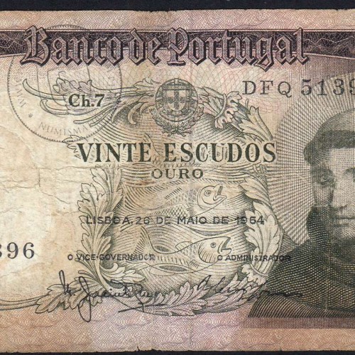 Nota de 20 Escudos 1964 Santo António, 20$00 26/05/1964 Chapa: 7 - Banco de Portugal (Circulada), Pick 167