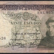 20 Escudos Banknote 1964 Saint Anthony, 20$00 26/05/1964 Plate: 7 - Bank of Portugal (Circulated), Pick 167