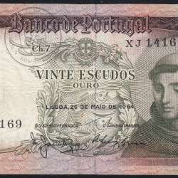 Nota de 20 Escudos 1964 Santo António, 20$00 26/05/1964 Chapa: 7 - Banco de Portugal (Circulada), Pick 167