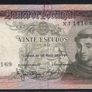 20 Escudos Banknote 1964 Saint Anthony, 20$00 26/05/1964 Plate: 7 - Bank of Portugal (Circulated), Pick 167