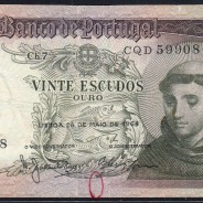 Nota de 20 Escudos 1964 Santo António, 20$00 26/05/1964 Chapa: 7 - Banco de Portugal (Circulada), Pick 167