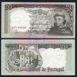 Nota de 20 Escudos 1964 Santo António, 20$00 26/05/1964 Chapa: 7 - Banco de Portugal (Circulada), Pick 167