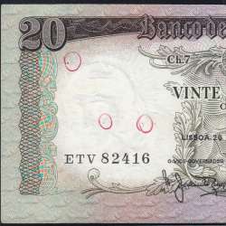 Nota de 20 Escudos 1964 Santo António, 20$00 26/05/1964 Chapa: 7 - Banco de Portugal (Circulada), Pick 167