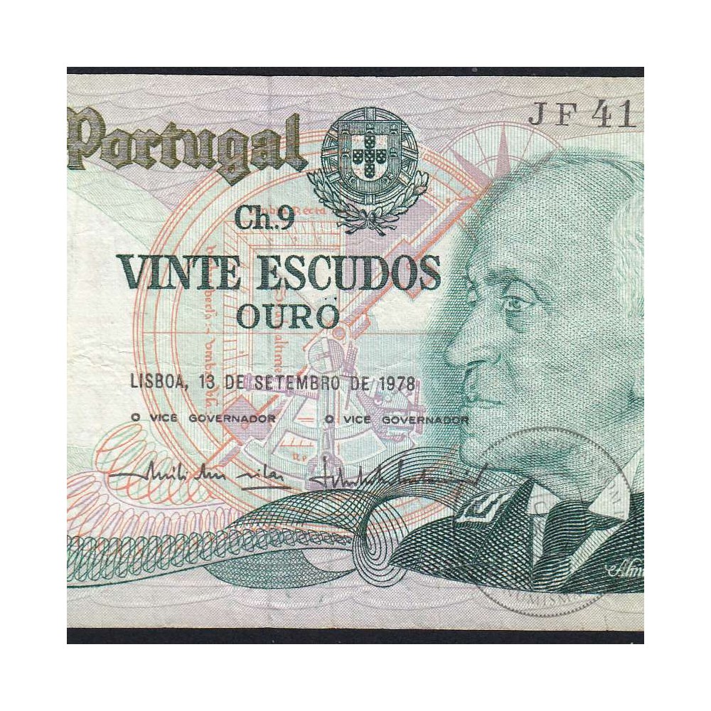 20 Escudos 1978 Gago Coutinho 13/09/1978, 20$00 Twenty Escudos 13/09/1978 Plate: 9 Bank of Portugal, (C), Pick 176a