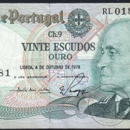 20 Escudos 1978 Gago Coutinho 04/10/1978, 20$00 Vinte Escudos 04/10/1978 Chapa:9 Banco de Portugal, (C), Pick 176b