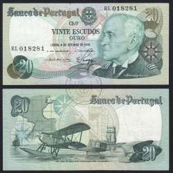 20 Escudos 1978 Gago Coutinho 04/10/1978, 20$00 Vinte Escudos 04/10/1978 Chapa:9 Banco de Portugal, (C), Pick 176b