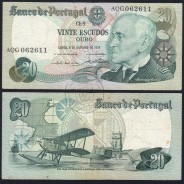 20 Escudos 1978 Gago Coutinho 04/10/1978, 20$00 Vinte Escudos 04/10/1978 Chapa:9 Banco de Portugal, (C), Pick 176b