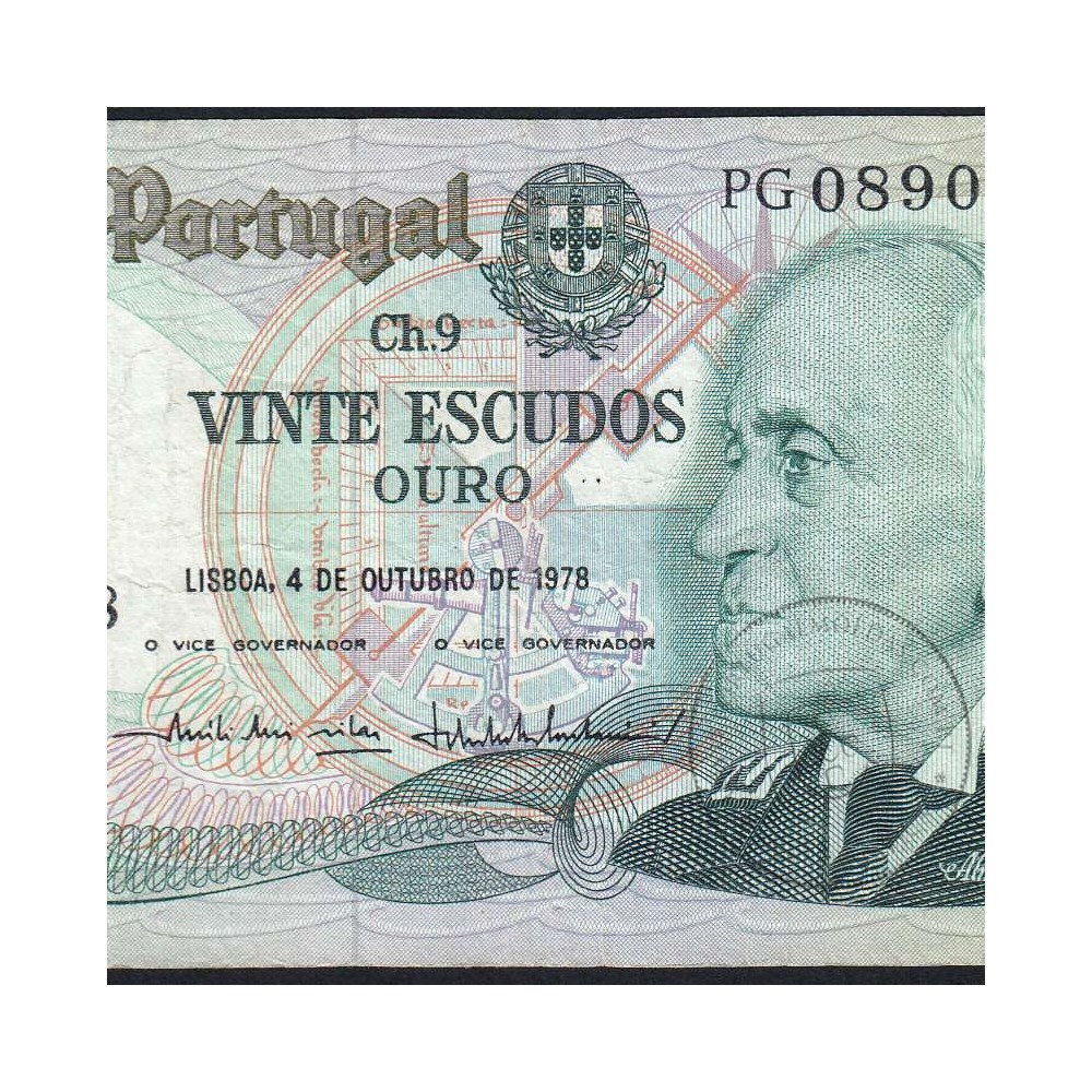 20 Escudos 1978 Gago Coutinho 04/10/1978, 20$00 Twenty Escudos 04/10/1978 Plate: 9 Bank of Portugal, (C), Pick 176b