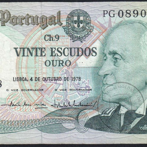 20 Escudos 1978 Gago Coutinho 04/10/1978, 20$00 Vinte Escudos 04/10/1978 Chapa:9 Banco de Portugal, (C), Pick 176b