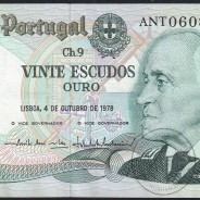 20 Escudos 1978 Gago Coutinho 04/10/1978, 20$00 Vinte Escudos 04/10/1978 Chapa:9 Banco de Portugal, (PC), Pick 176b