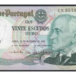 20 Escudos 1978 Gago Coutinho 13/09/1978, 20$00 Vinte Escudos 13/09/1978 Chapa:9 Banco de Portugal, (QNC), Pick 176a