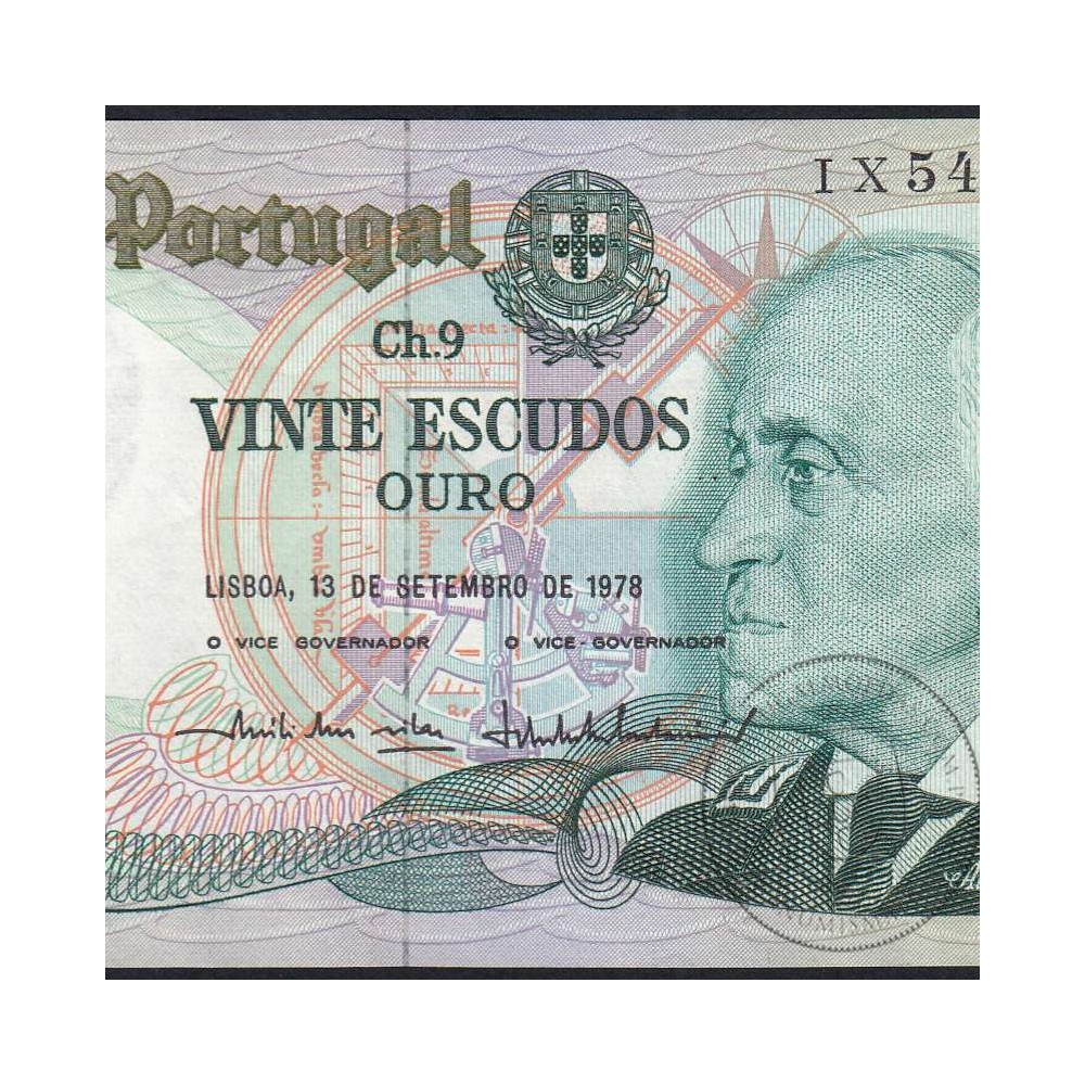20 Escudos 1978 Gago Coutinho 13/09/1978, 20$00 Twenty Escudos 13/09/1978 Plate: 9 Bank of Portugal, (almost UNC), Pick 176a