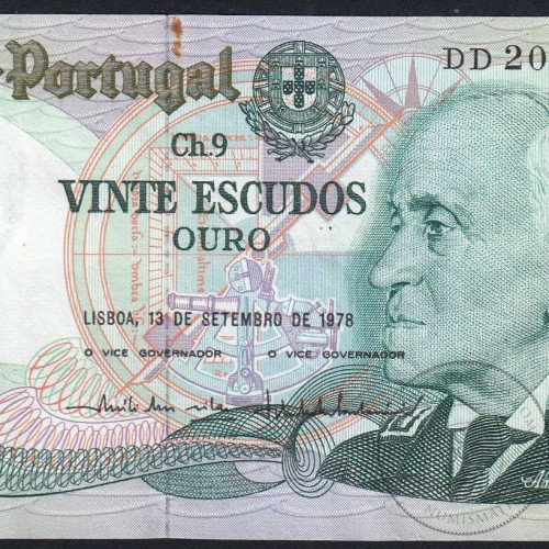 20 Escudos 1978 Gago Coutinho 13/09/1978, 20$00 Vinte Escudos 13/09/1978 Chapa:9 Banco de Portugal, (C), Pick 176a