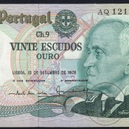 20 Escudos 1978 Gago Coutinho 13/09/1978, 20$00 Vinte Escudos 13/09/1978 Chapa:9 Banco de Portugal, (C), Pick 176a